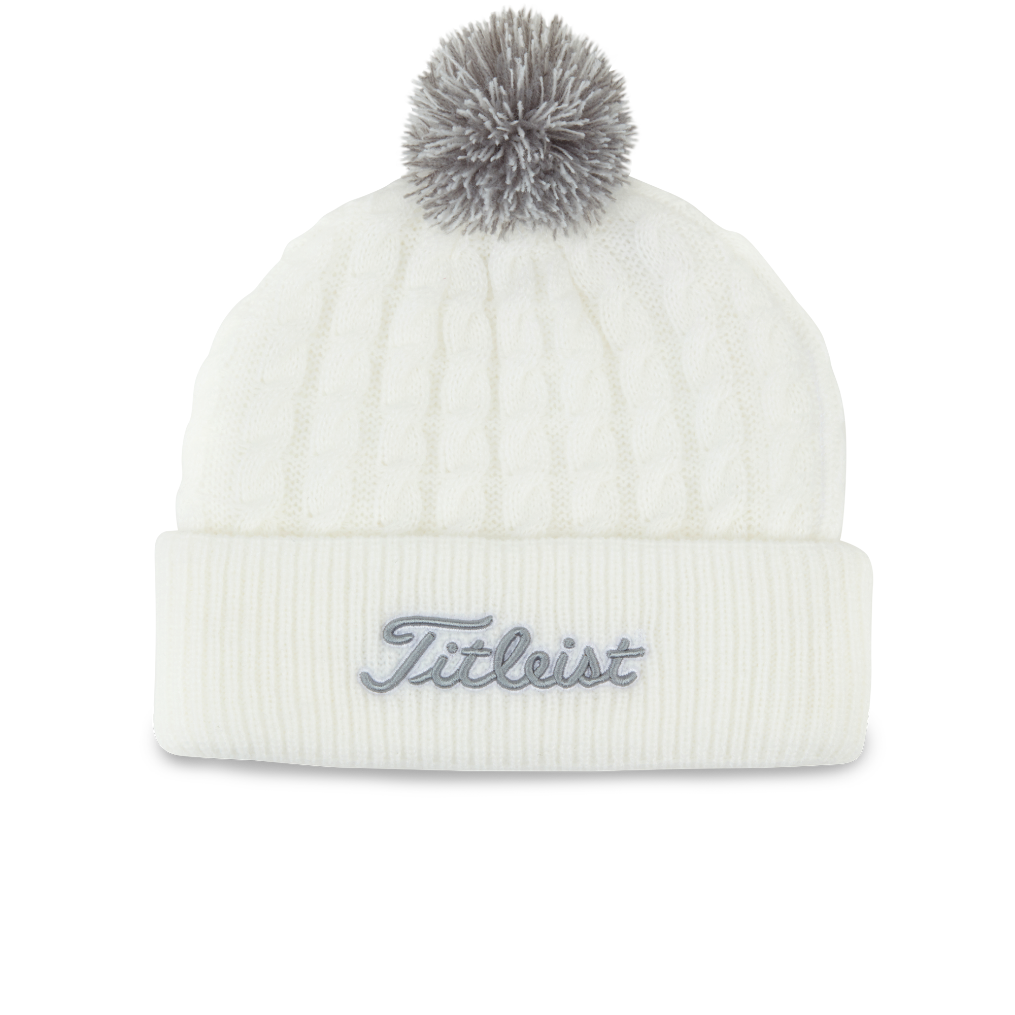 white knit hat with pom pom